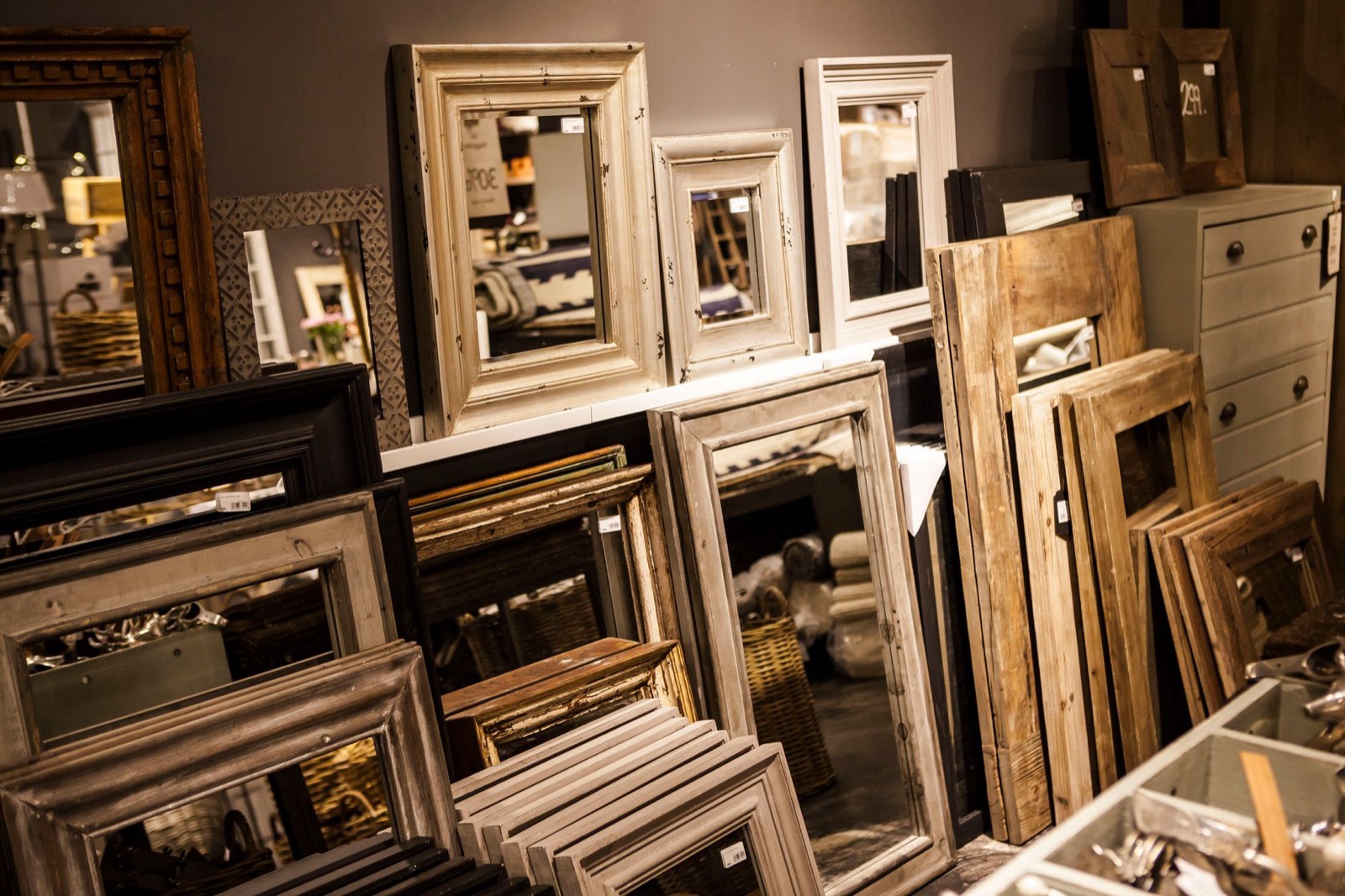 Accent cabinets displayed in a showroom where finish and scale can be judged in person