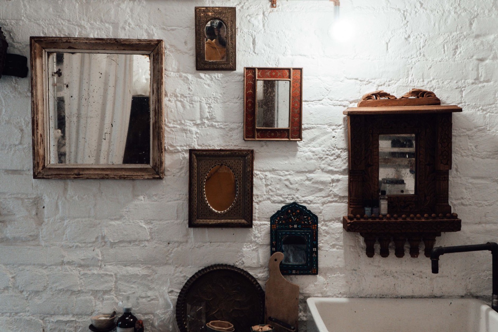 Cheval mirror on a pivoting wooden stand that tilts to any angle