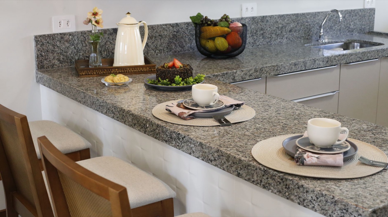 Breakfast bar seating showing the counter overhang needed for knee room