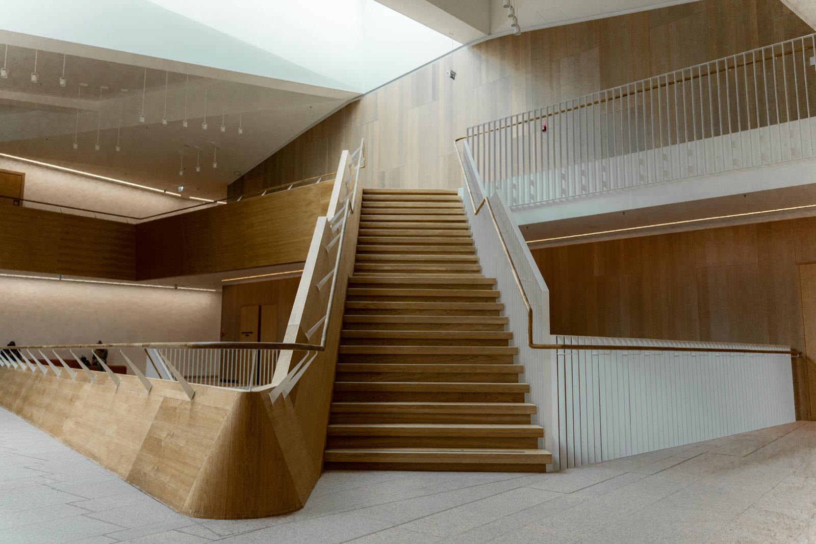 Interior staircase and landing turn, the most common point where a furniture delivery fails