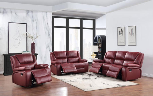 Burgundy reclining motion sofa set