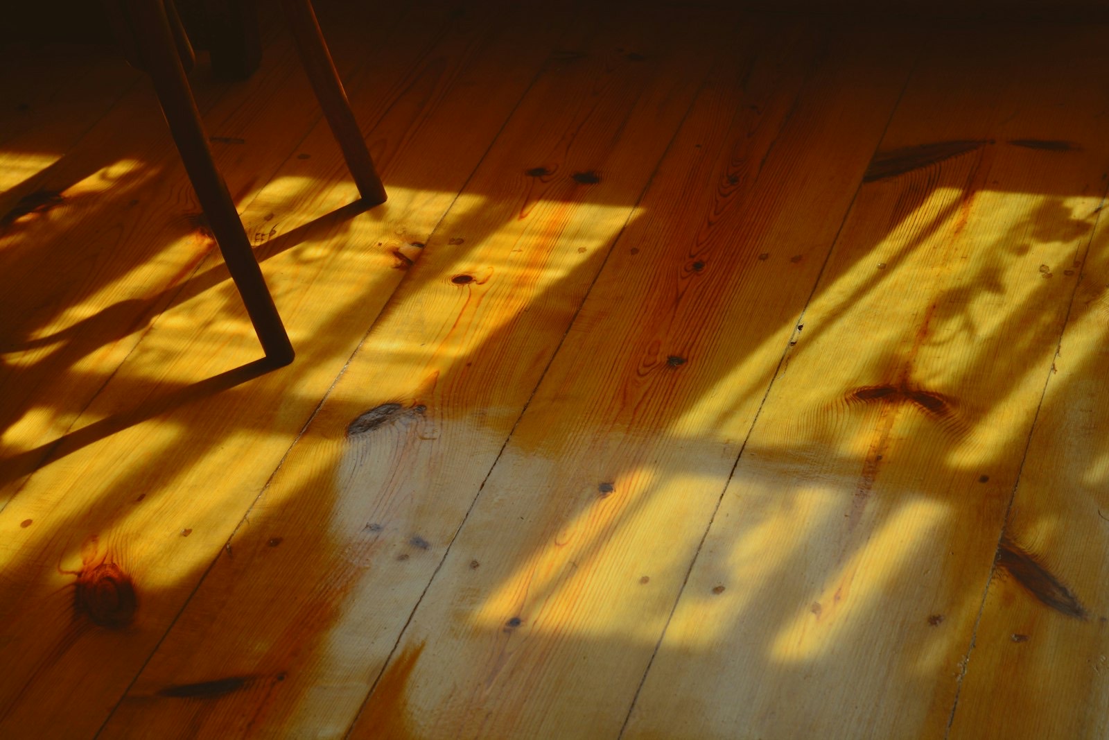 Furniture legs on a hardwood floor, where felt pads prevent scratching