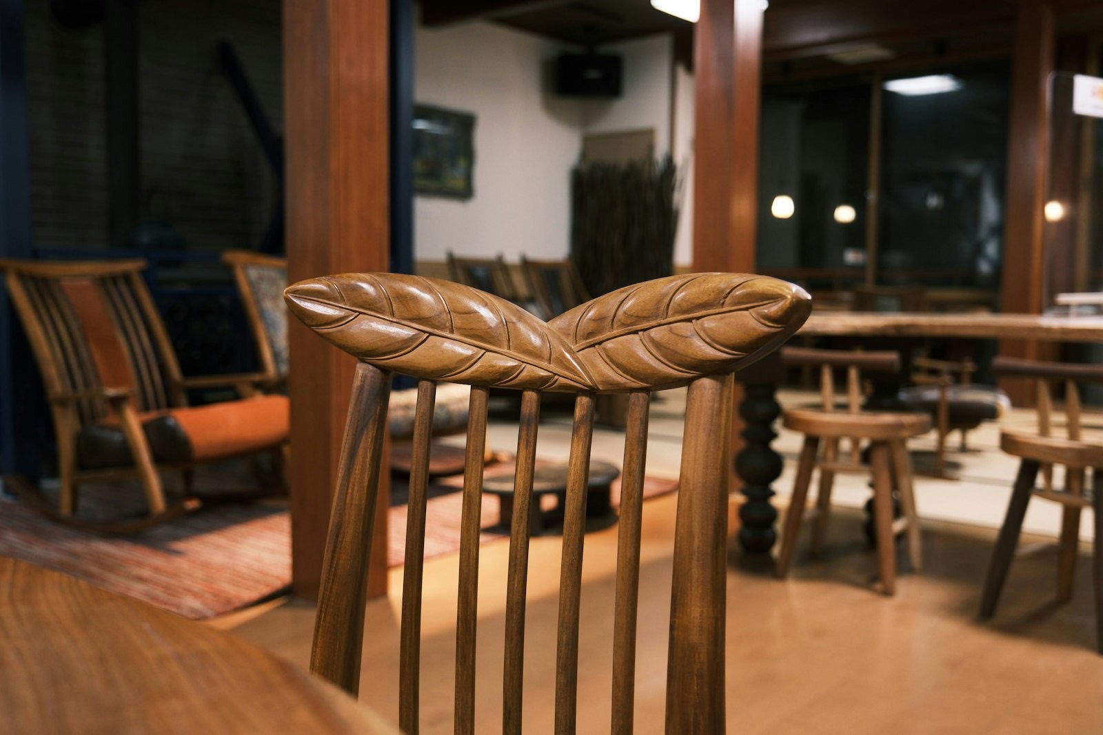 Wooden dining chair showing seat height and frame construction