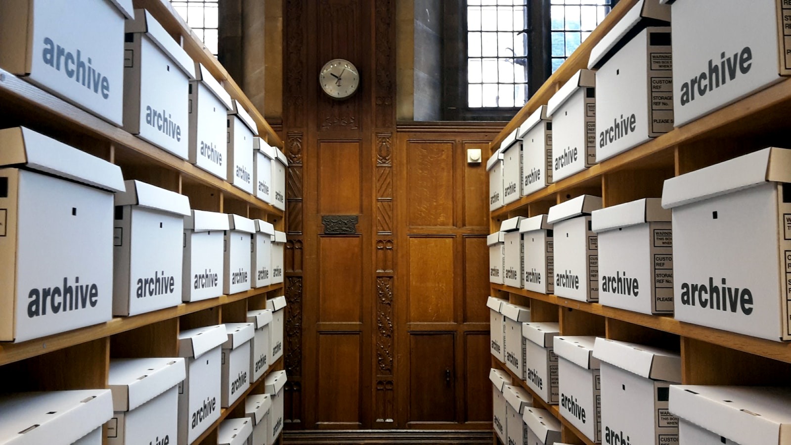 Labelled archive storage, where stable conditions preserve paper long term