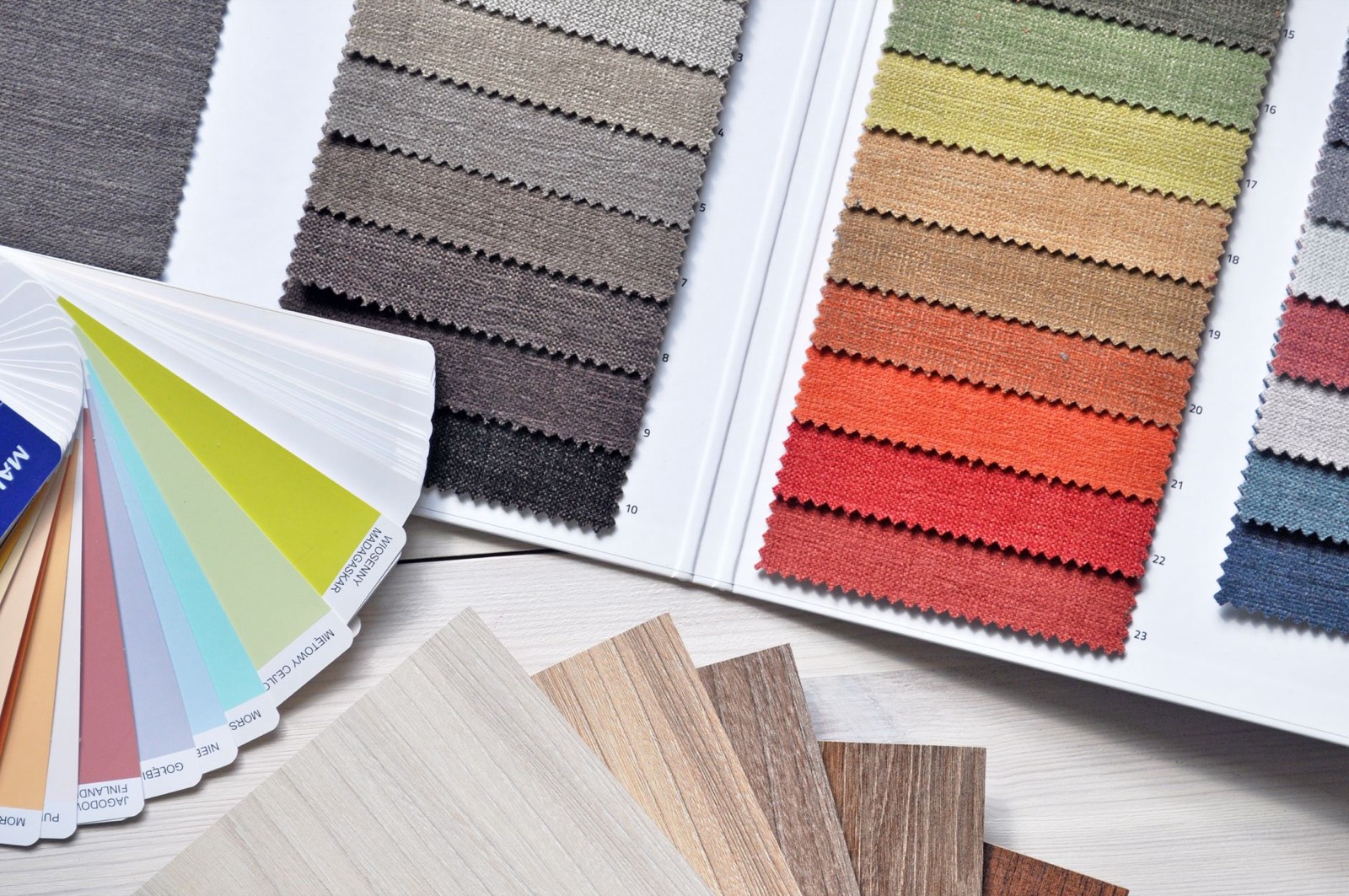 Fabric swatches, which reveal colours that screens misrepresent
