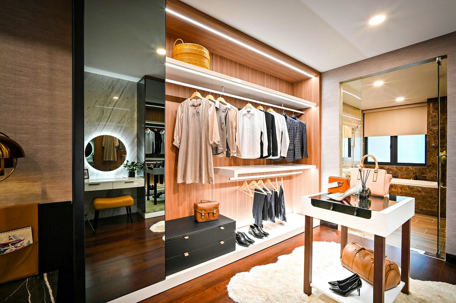 Full-length mirror leaning against a bedroom wall, which should be secured at the top