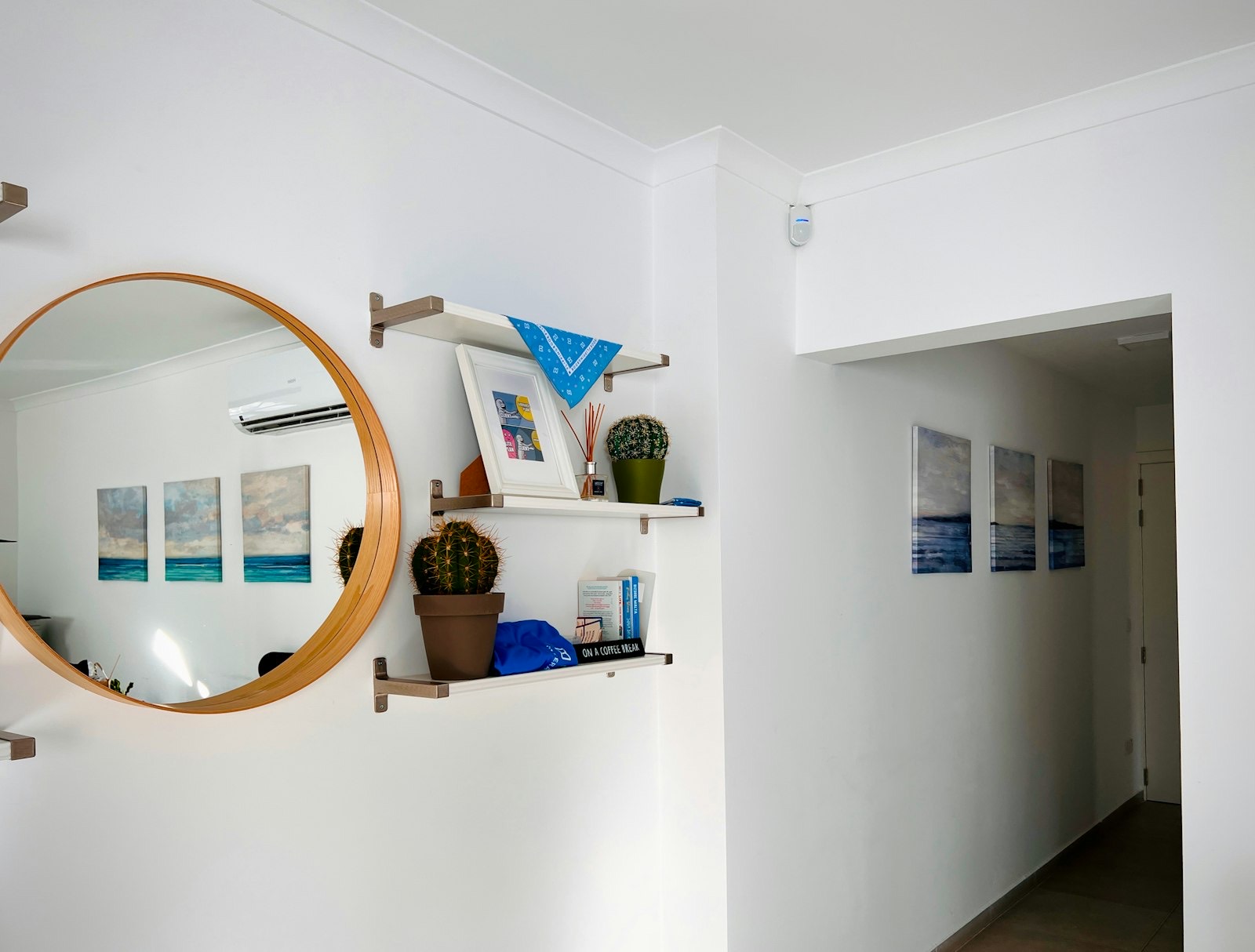 Mirror in a space with room to stand back and see a full outfit