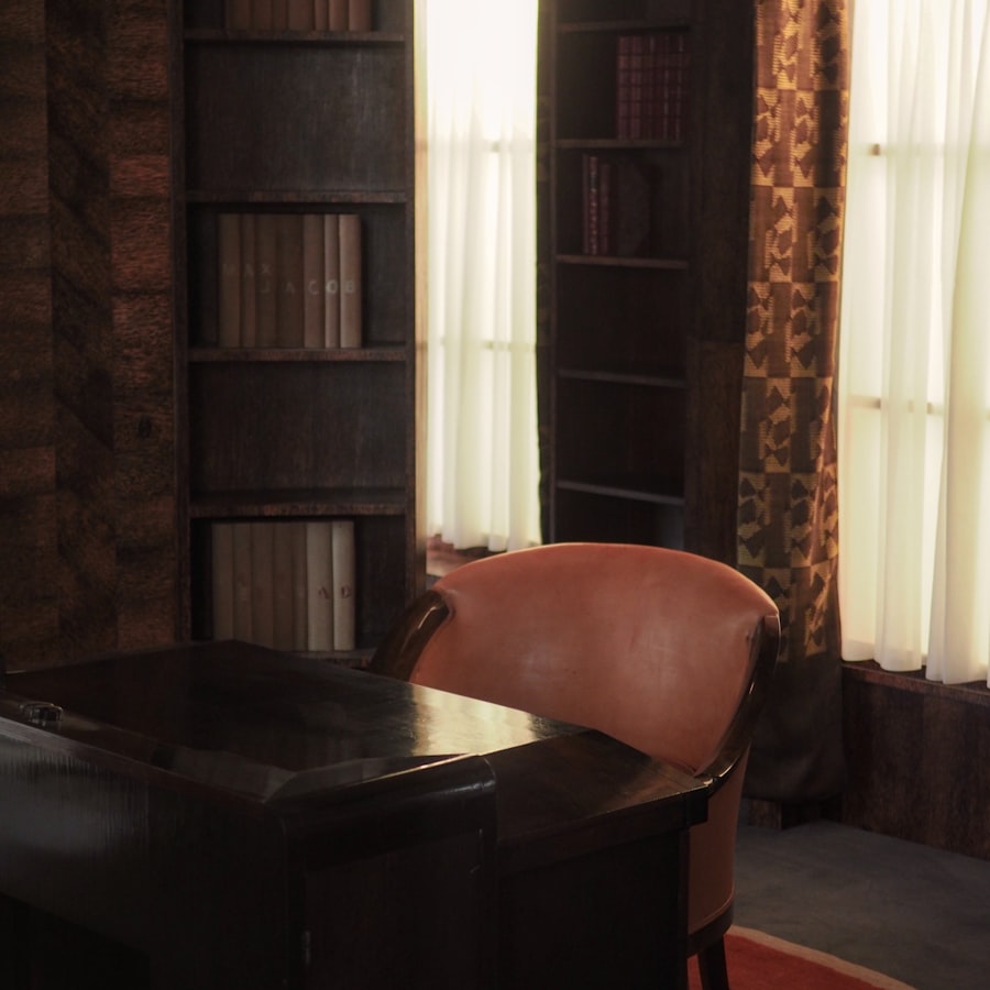 Classic executive desk with bookshelves
