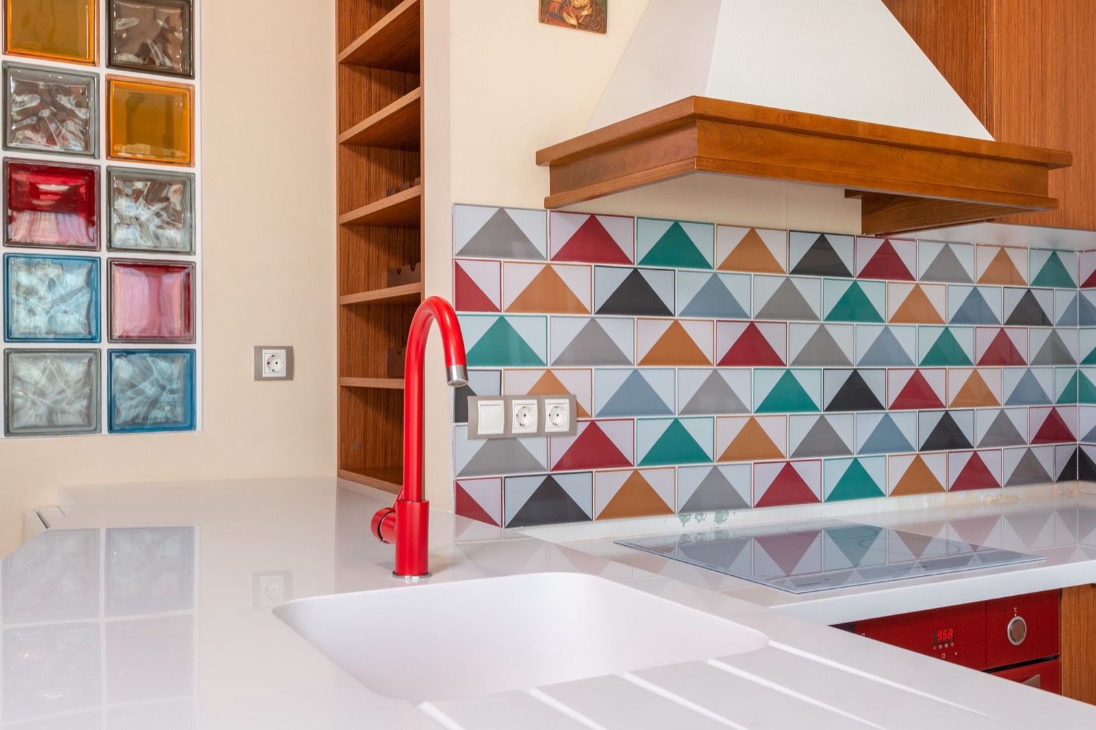 Modern kitchen where stool seat materials need to withstand spills and daily use
