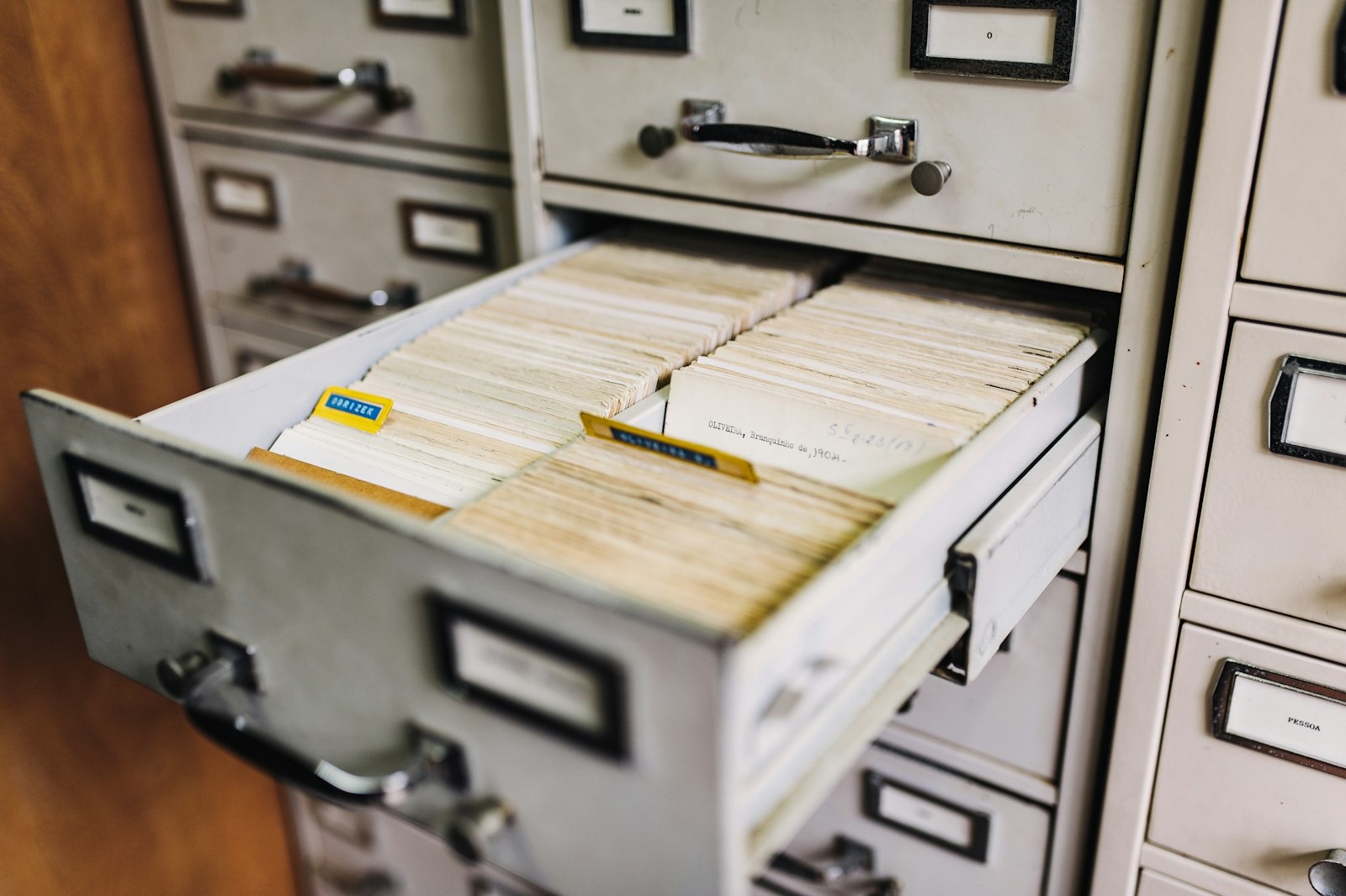 Hanging folders in a file drawer showing how documents are stored