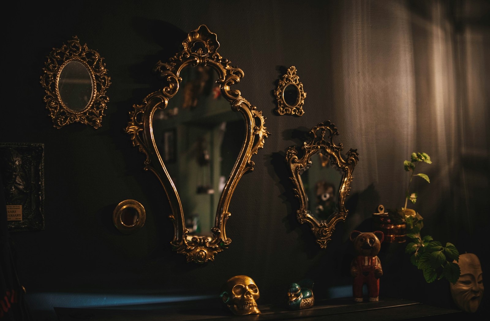 Mirrors displayed together so their scale can be judged in person