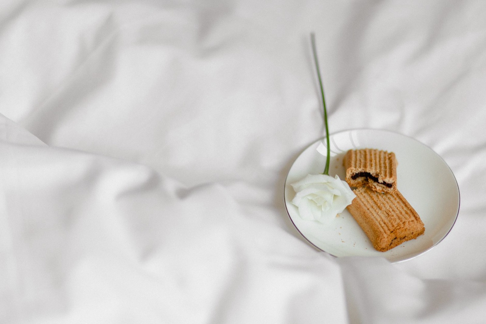 Crisp white bedding of the kind a percale weave produces