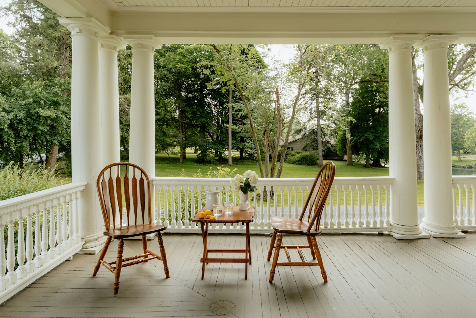 Traditional wooden rocking chair showing the curved runners that create its arc of motion